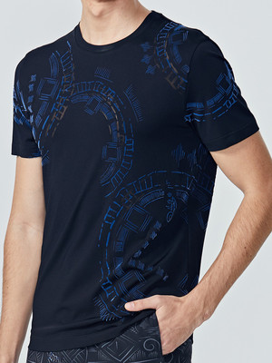 【19春夏新款】VERRI/VERRI植絨與燒花工藝的結(jié)合,花型獨特,簡約大氣時尚休閑短袖士T恤-男士短袖T恤